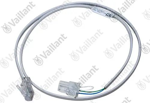 Vaillant Kabelbaum mit Stecker, bestehend aus mehreren Drähten in einer flexiblen Hülle. Verbindung zu einem Modbus-Inverter.